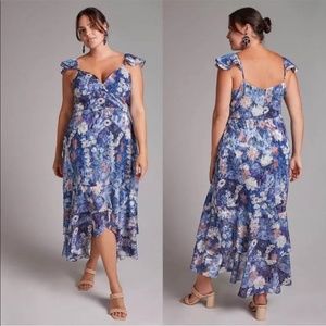 Formal/Semi midi dress silky beautiful floral - Sz 8 - Anthropologie